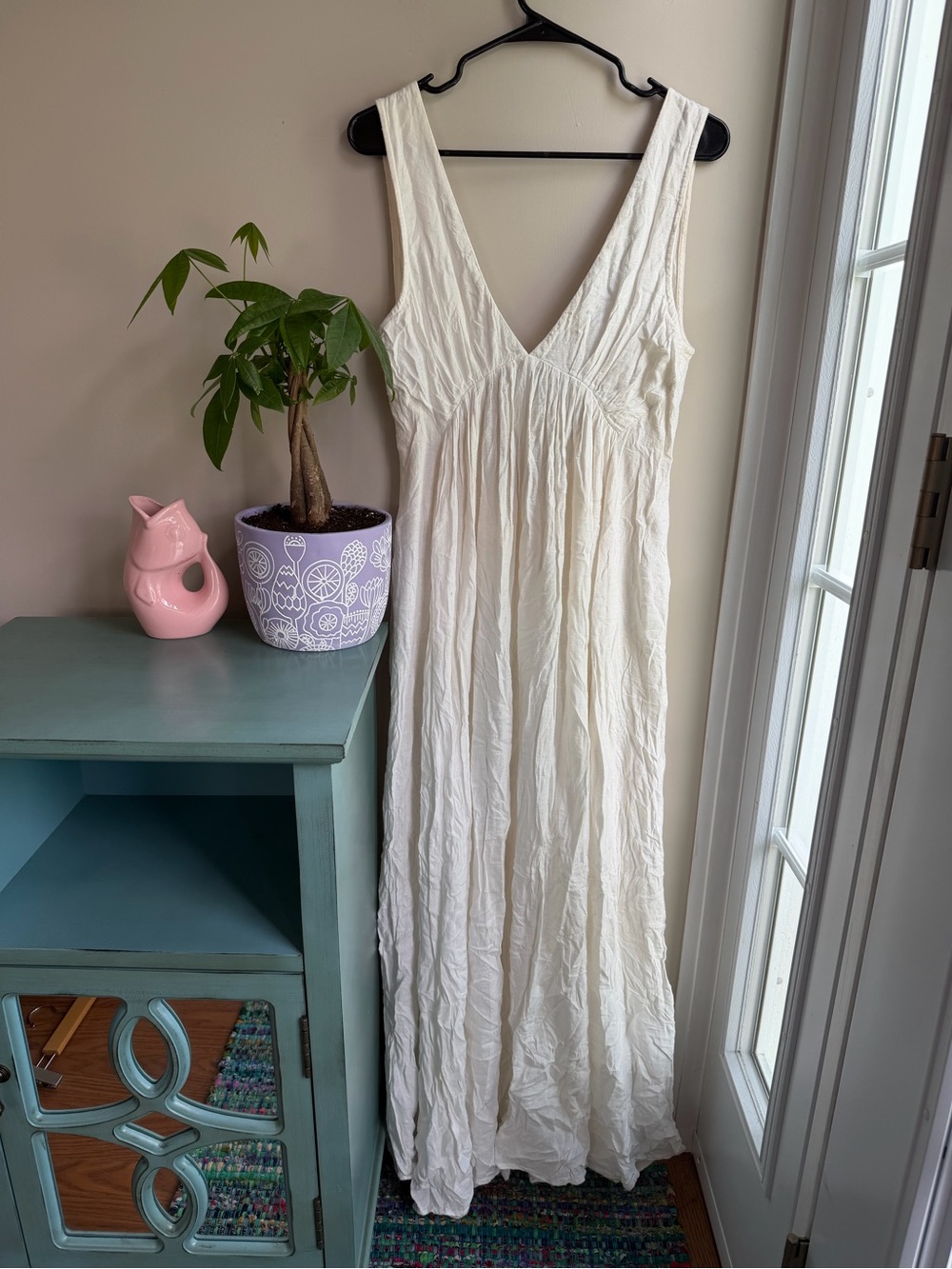 Free People White Maxi Dress V-Neck Sleeveless
